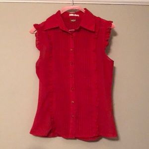 Red Sleeveless Blouse